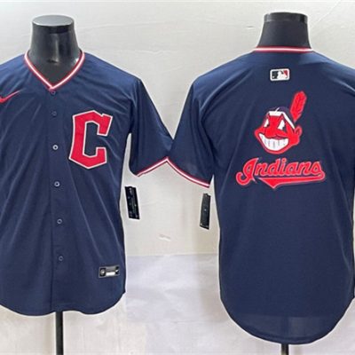 Cleveland Guardians Team Big Logo Navy 2025 Alternate Limited Stitched Baseball Jersey