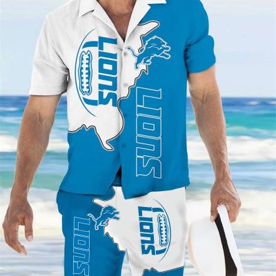 Detroit Lions Combo Hawaiian Shirt and Shorts AHS1009