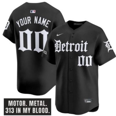 Detroit Tigers ACTIVE PLAYER Custom Black 'Motor Gothic Edition' Vapor Premier Limited Stitched Baseball Jersey