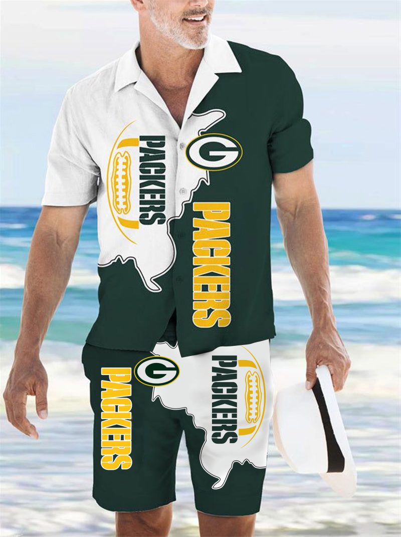 Green Bay Packers Combo Hawaiian Shirt and Shorts AHS1010