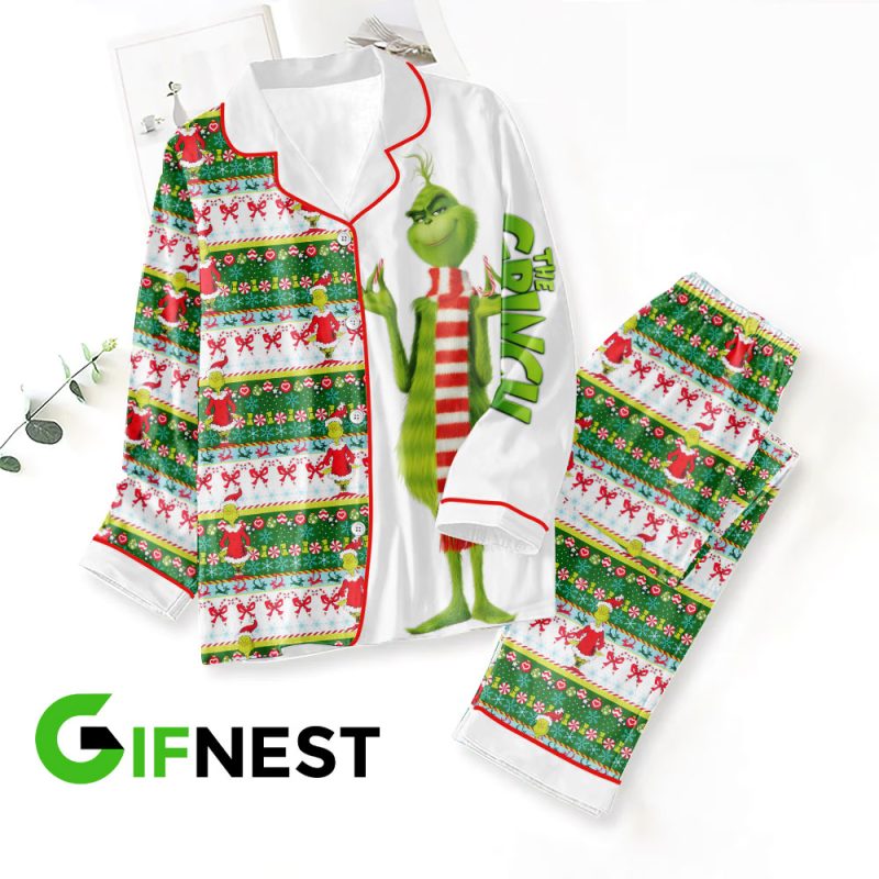 Grinch Button Down Pajamas Set PMG1059