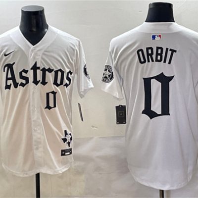 Houston Astros #0 Orbit White Gothic 'Houston Born Barrio Raised' Limited Stitched Baseball Jersey