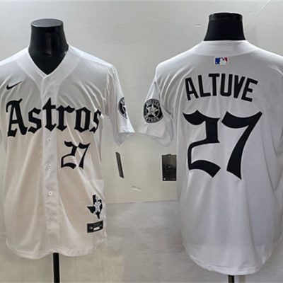 Houston Astros #27 Jose Altuve White Gothic 'Houston Born Barrio Raised' Limited Stitched Baseball Jersey