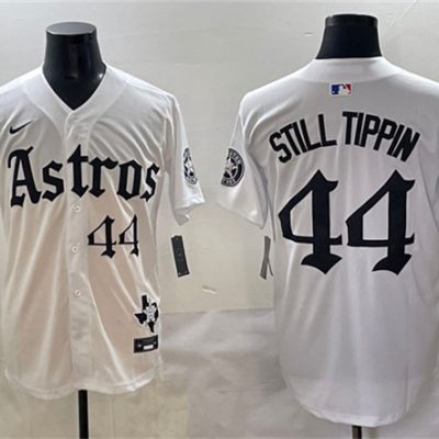 Houston Astros #44 Still Tippin White Gothic 'Houston Born Barrio Raised' Limited Stitched Baseball Jersey