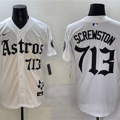 Houston Astros #713 Screwston White Gothic 'Houston Born Barrio Raised' Limited Stitched Baseball Jersey