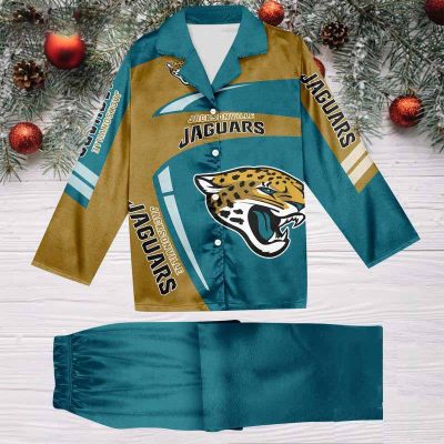 Jacksonville Jaguars Football Team NFL Holiday Winter Satin Pajamas Set