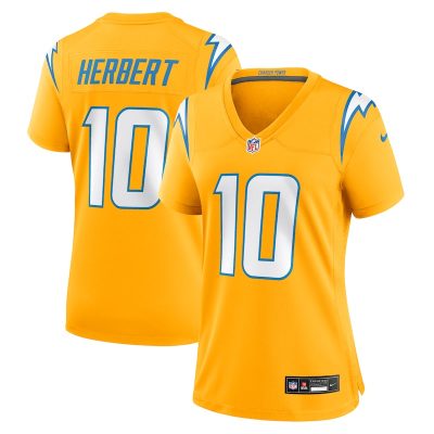 Justin Herbert Los Angeles Chargers Women's Alternate Charger Power Game Jersey - Gold