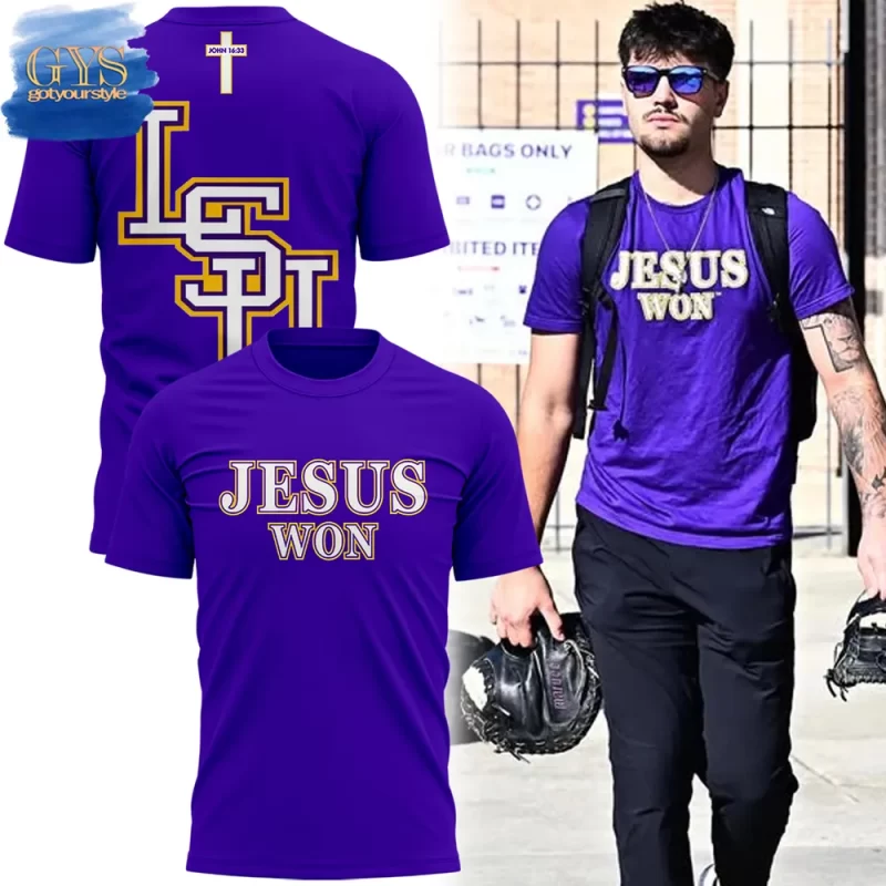 LSU Basketball Jesus Won Purple Unisex Performance T-Shirt