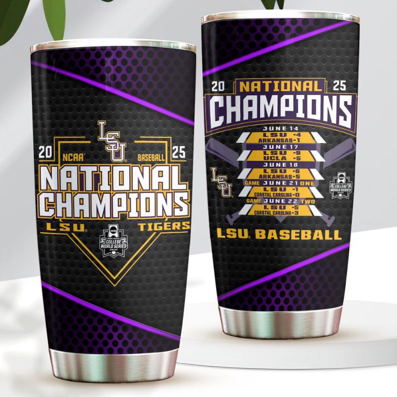 LSU Tigers National Championships 2025 Baseball Stainless Steel Tumblers 20oz/30oz TBC1001