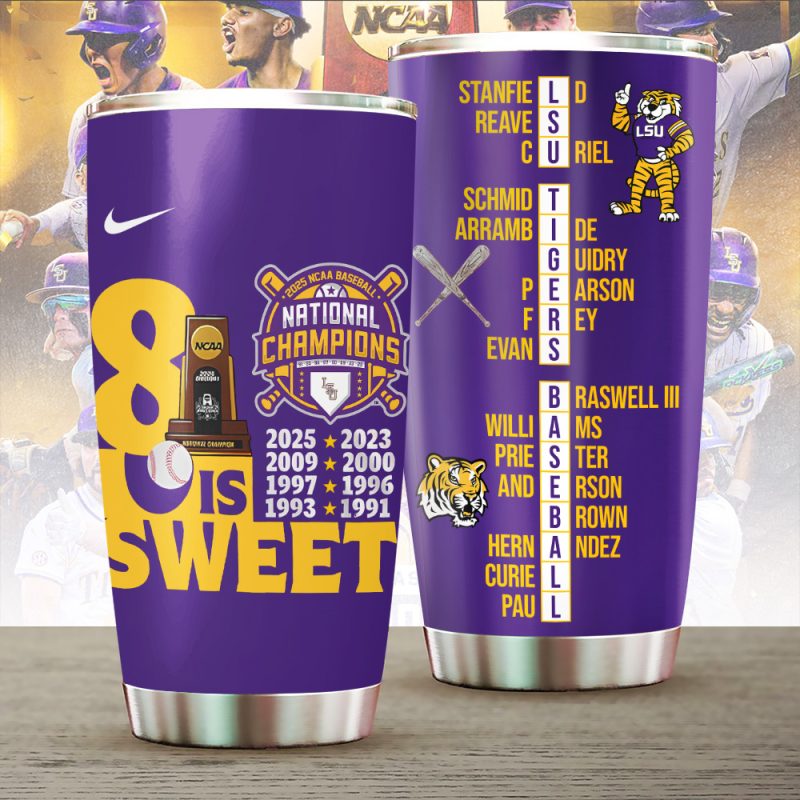 LSU Tigers National Championships 2025 Baseball Stainless Steel Tumblers 20oz/30oz TBC1022
