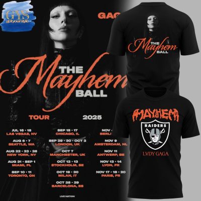 Lady Gaga Las Vegas Raiders The Mayhem Ball Tour 2025 Unisex Performance T-Shirt