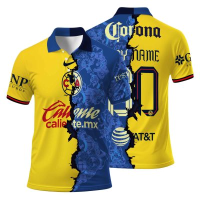 Liga MX Club America Personalized 2024-2025 Home Mix Away Design Polo Shirt