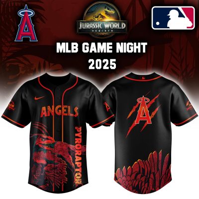 Los Angeles Angels MLB x Jurassic World Night Game 2025 Personalized Baseball Jersey For Fan JWB1032