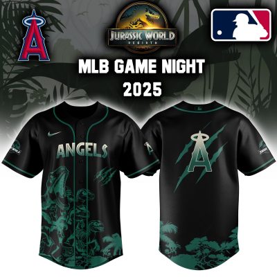 Los Angeles Angels MLB x Jurassic World Night Game 2025 Personalized Baseball Jersey For Fan JWB1033
