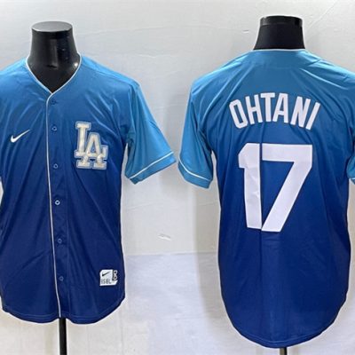 Los Angeles Dodgers #17 Shohei Ohtani Blue Stitched Baseball Jersey