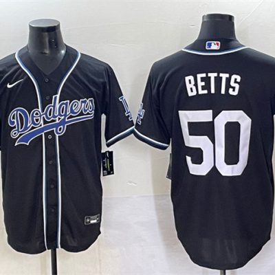 Los Angeles Dodgers #50 Mookie Betts Black Fashion Stitched Baseball Jersey