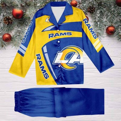 Los Angeles Rams Football Team NFL Holiday Winter Satin Pajamas Set