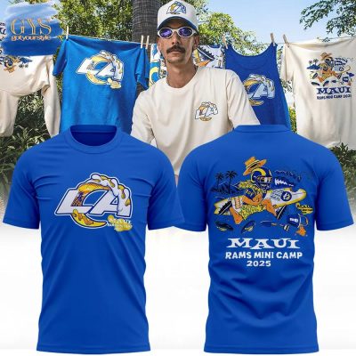 Los Angeles Rams Iconic Wave Artwork Wailea Village Unisex Performance T-Shirt