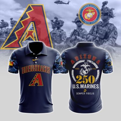 MLB Arizona Diamondbacks Special U.S.M.C 250th Birthday Polo Shirt