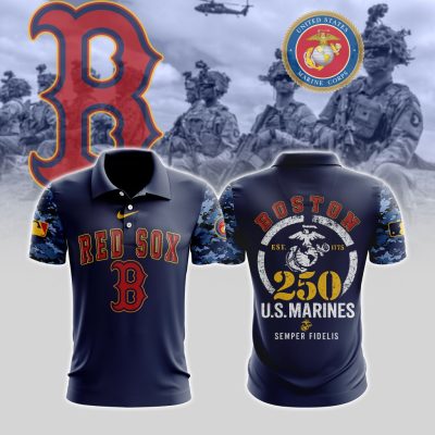 MLB Boston Red Sox Special U.S.M.C 250th Birthday Polo Shirt