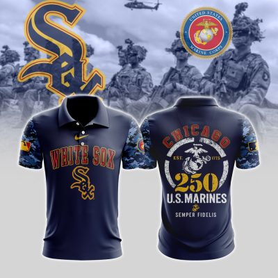MLB Chicago White Sox Special U.S.M.C 250th Birthday Polo Shirt