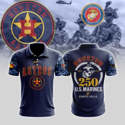 MLB Houston Astros Special U.S.M.C 250th Birthday Polo Shirt