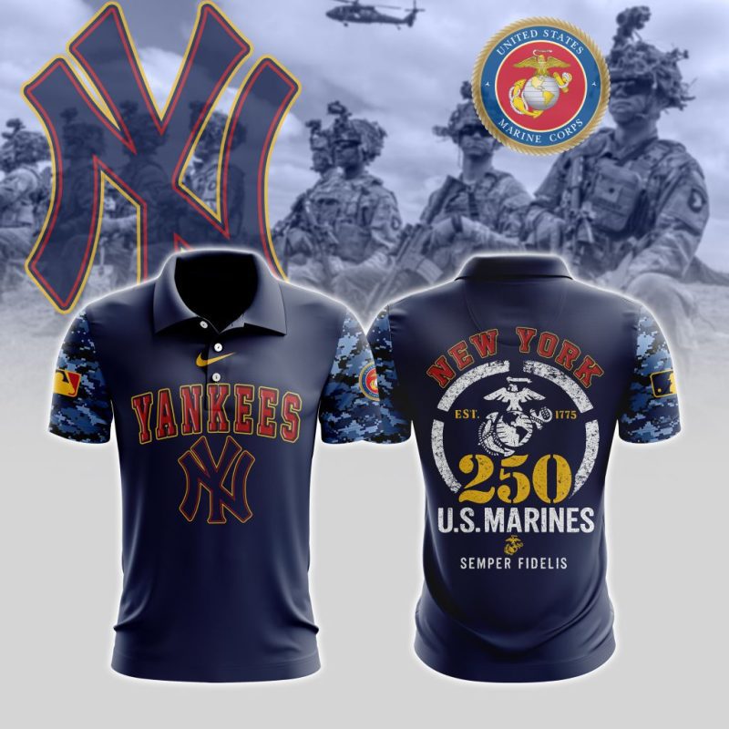 MLB New York Yankees Special U.S.M.C 250th Birthday Polo Shirt