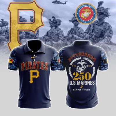 MLB Pittsburgh Pirates Special U.S.M.C 250th Birthday Polo Shirt