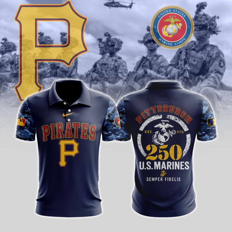 MLB Pittsburgh Pirates Special U.S.M.C 250th Birthday Polo Shirt