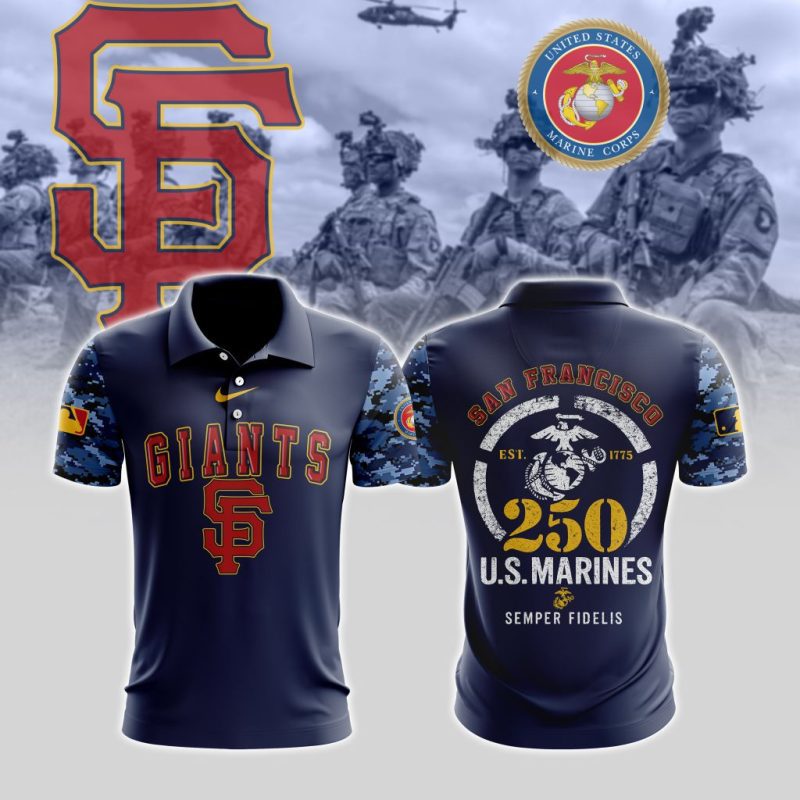 MLB San Francisco Giants Special U.S.M.C 250th Birthday Polo Shirt