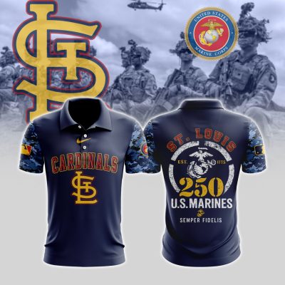 MLB St. Louis Cardinals Special U.S.M.C 250th Birthday Polo Shirt