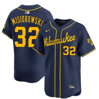 Milwaukee Brewers #32 Jacob Misiorowski Navy Alternate Limited Stitched Baseball Jersey
