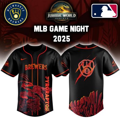 Milwaukee Brewers MLB x Jurassic World Night Game 2025 Personalized Baseball Jersey For Fan JWB1026
