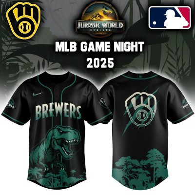 Milwaukee Brewers MLB x Jurassic World Night Game 2025 Personalized Baseball Jersey For Fan JWB1027