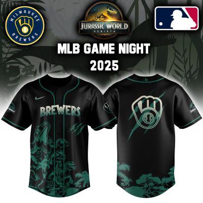 Milwaukee Brewers MLB x Jurassic World Night Game 2025 Personalized Baseball Jersey For Fan JWB1028