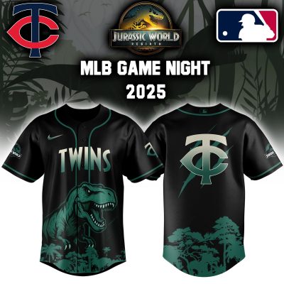 Minnesota Twins MLB x Jurassic World Night Game 2025 Personalized Baseball Jersey For Fan JWB1024