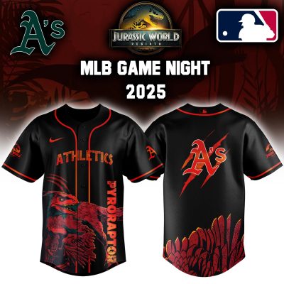 Oakland Athletics MLB x Jurassic World Night Game 2025 Personalized Baseball Jersey For Fan JWB1067