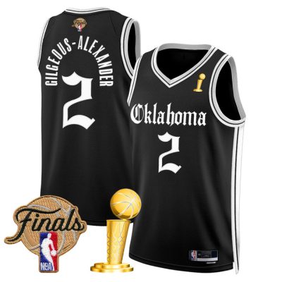 Oklahoma City Thunder 2025 Champions 'Gothic Storm Edition' Swingman Jersey Stitched Black Gilgeous-Alexander