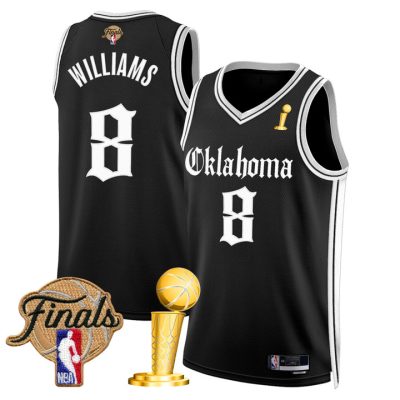 Oklahoma City Thunder 2025 Champions 'Gothic Storm Edition' Swingman Jersey Stitched Black Jalen Williams