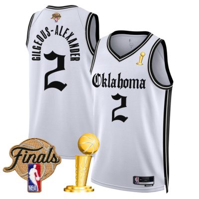 Oklahoma City Thunder 2025 Champions 'Gothic Storm Edition' Swingman Jersey Stitched White Gilgeous-Alexander