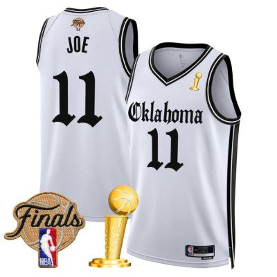 Oklahoma City Thunder 2025 Champions 'Gothic Storm Edition' Swingman Jersey Stitched White Isaiah Joe