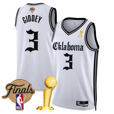 Oklahoma City Thunder 2025 Champions 'Gothic Storm Edition' Swingman Jersey Stitched White Josh Giddey