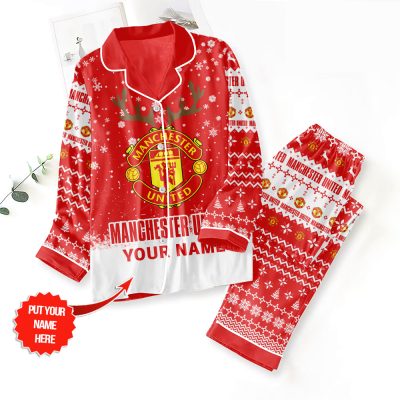 Personalized Manchester United Button Down Pajamas Set PMG1116