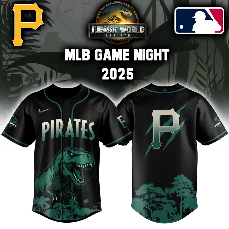Pittsburgh Pirates MLB x Jurassic World Night Game 2025 Personalized Baseball Jersey For Fan JWB1019