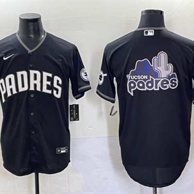 San Diego Padres Team Big Logo Black Stitched Baseball Jersey