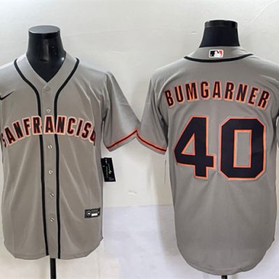 San Francisco Giants #40 Madison Bumgarner Gray Cool Base Stitched Baseball Jersey
