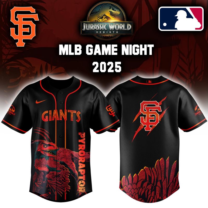 San Francisco Giants MLB x Jurassic World Night Game 2025 Personalized Baseball Jersey For Fan JWB1014