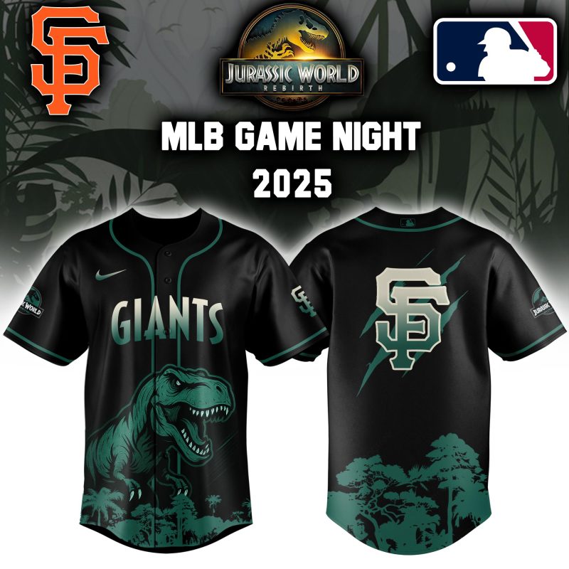San Francisco Giants MLB x Jurassic World Night Game 2025 Personalized Baseball Jersey For Fan JWB1016