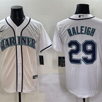 Seattle Mariners #29 Cal Raleigh White Cool Base Stitched Baseball Jersey