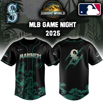 Seattle Mariners MLB x Jurassic World Night Game 2025 Personalized Baseball Jersey For Fan JWB1012